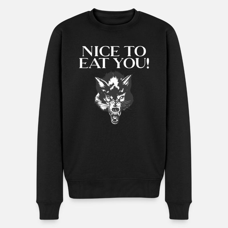 Wolf Geschenke Wolf Liebhaber - Männer Premium Bio Pullover - Schwarz