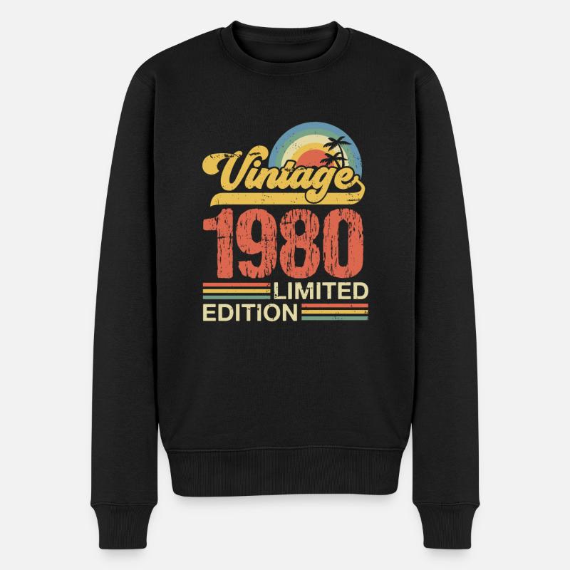 1980 - Männer Premium Bio Pullover - Schwarz