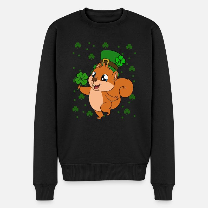 Écureuil Clover Saint-Patrick - Pull Premium bio Homme - noir
