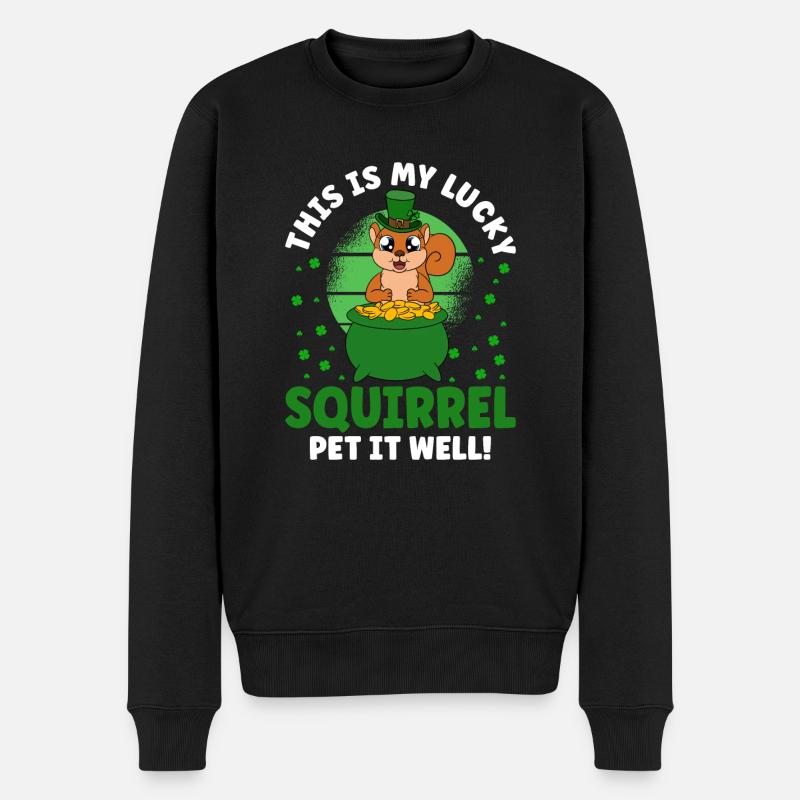 Écureuil Clover Saint-Patrick - Pull Premium bio Homme - noir