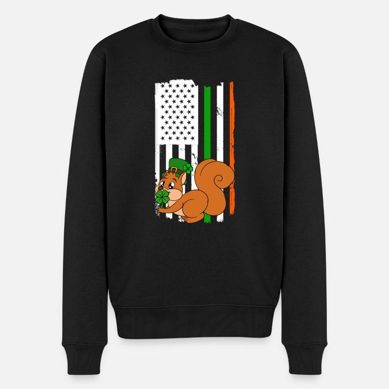 Écureuil Clover Saint-Patrick - Pull Premium bio Homme - noir