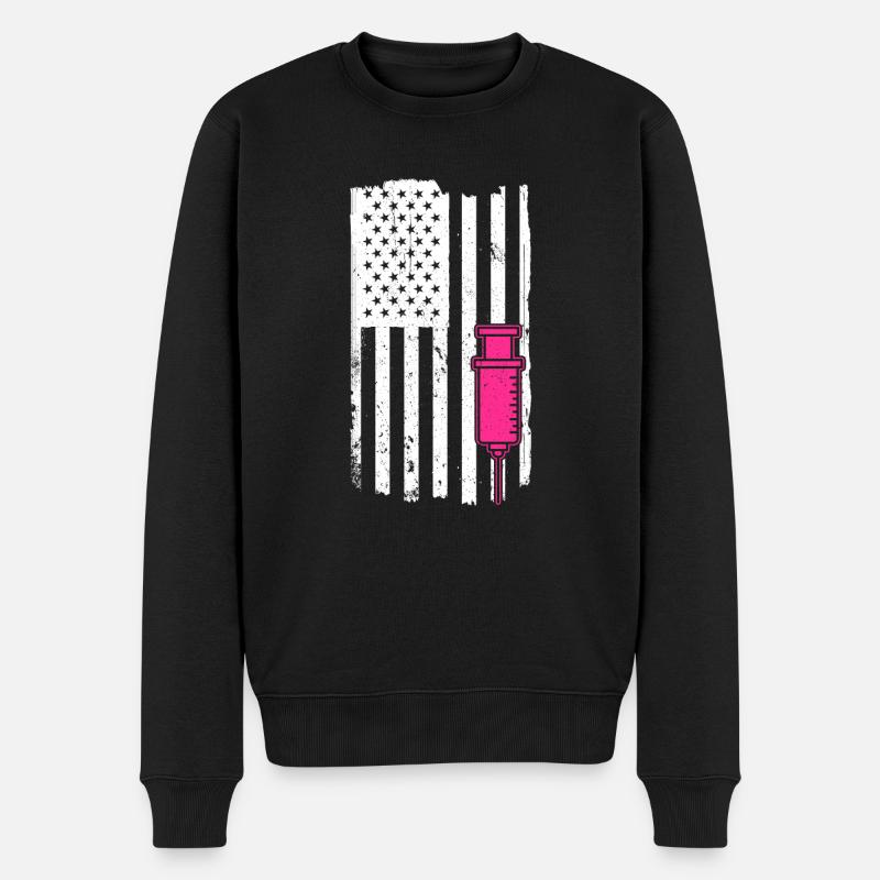 Drapeau Nurse Usa - Pull Premium bio Homme - noir