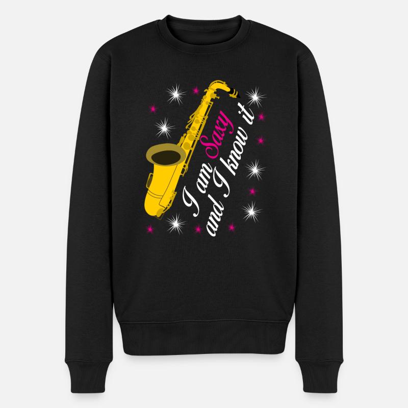 Saxophon Spruch Saxy Jazz Saxophone - Männer Premium Bio Pullover - Schwarz