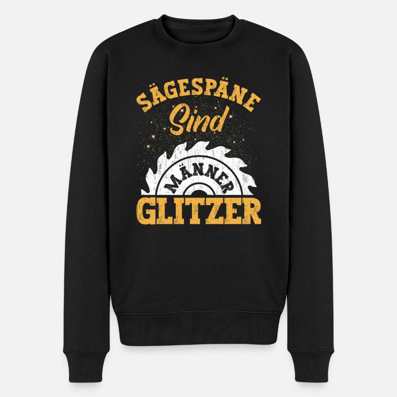 Sägespäne sind Männer Glitzer Schreiner Kreissäge - Männer Premium Bio Pullover - Schwarz