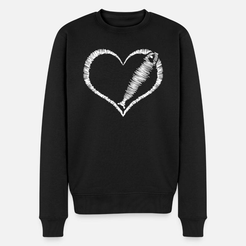 Sardine Hering Sardinen Herz Heringe - Männer Premium Bio Pullover - Schwarz