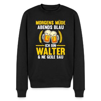 Walter - Männer Premium Bio Pullover - Schwarz - Vorne - Nico (187cm)