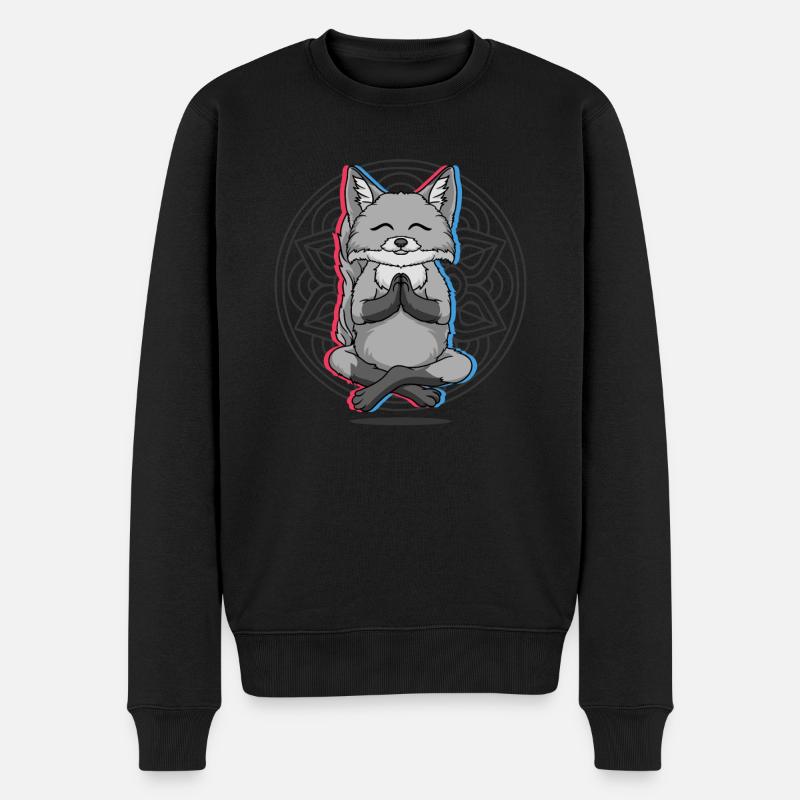 Yoga Fuchs Fuchs Yoga - Männer Premium Bio Pullover - Schwarz