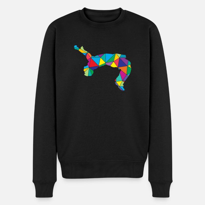 Freerunner Polygon Backflip - Männer Premium Bio Pullover - Schwarz