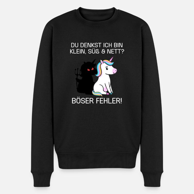 Du denkst ich bin klein lieb und nett Einhorn - Männer Premium Bio Pullover - Schwarz