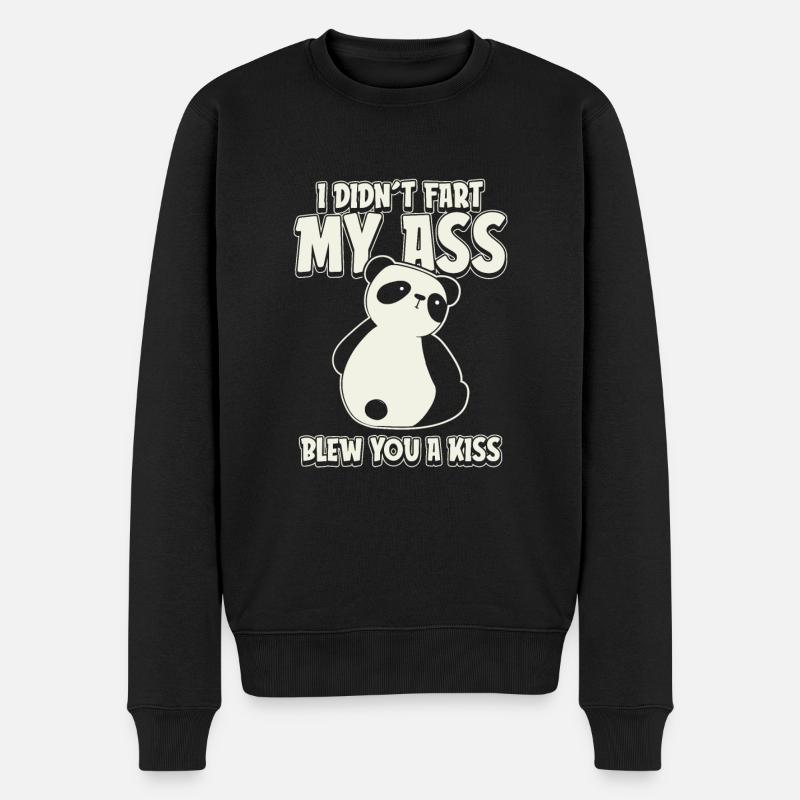 Großer Panda Pandabär - Männer Premium Bio Pullover - Schwarz