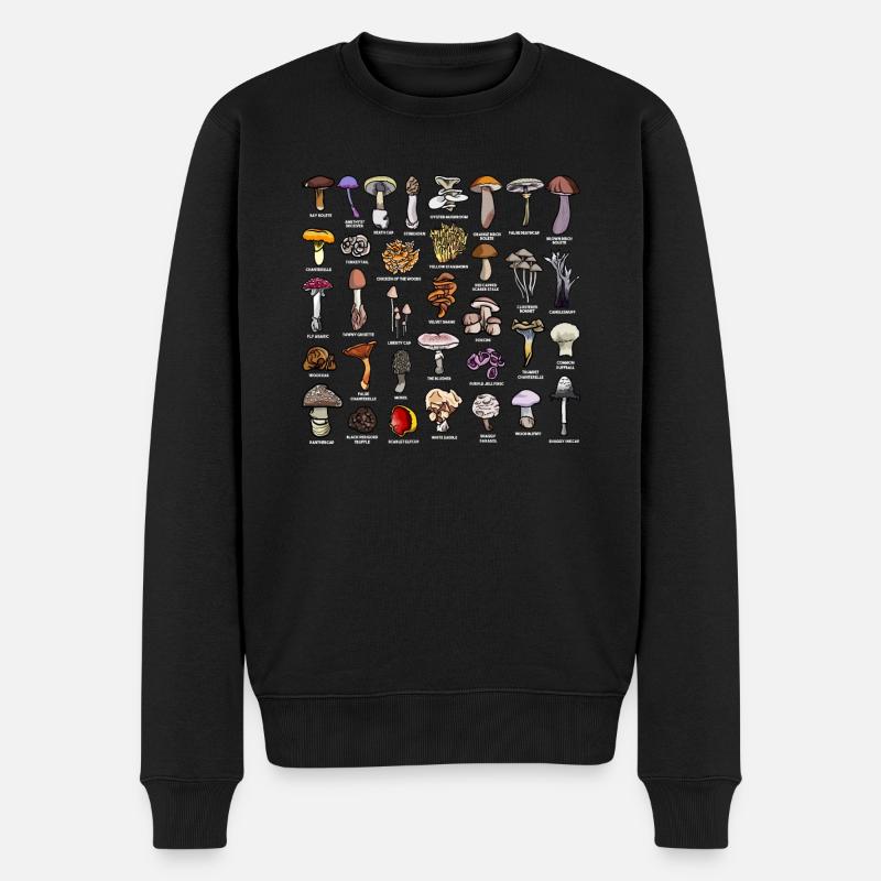 Pilze mit Bezeichnung Pilzsammlung - Männer Premium Bio Pullover - Schwarz