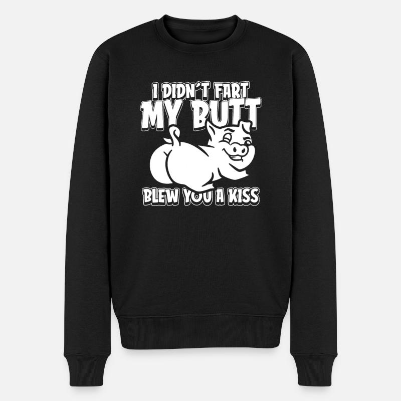 Schwein Schweinebauer - Männer Premium Bio Pullover - Schwarz