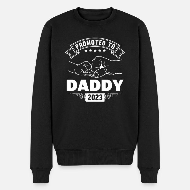 Beförderung Zum Papa 2023 - Männer Premium Bio Pullover - Schwarz