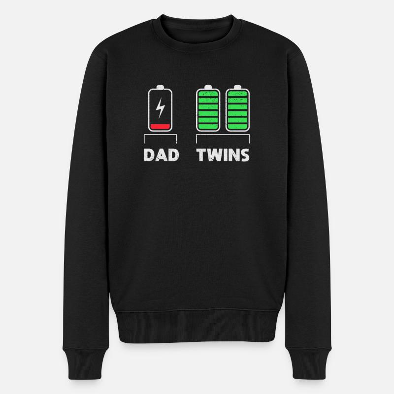 Papa Zwillinge Lustig Beste Vatertag Geburtstag - Männer Premium Bio Pullover - Schwarz