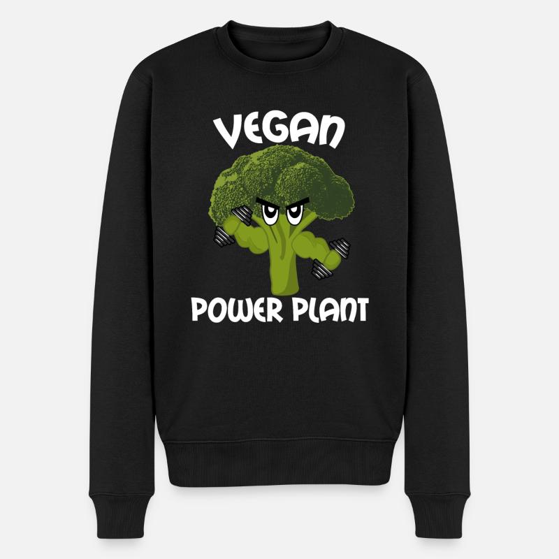 Vegan Brokkoli Bodybuilding Veganer - Männer Premium Bio Pullover - Schwarz
