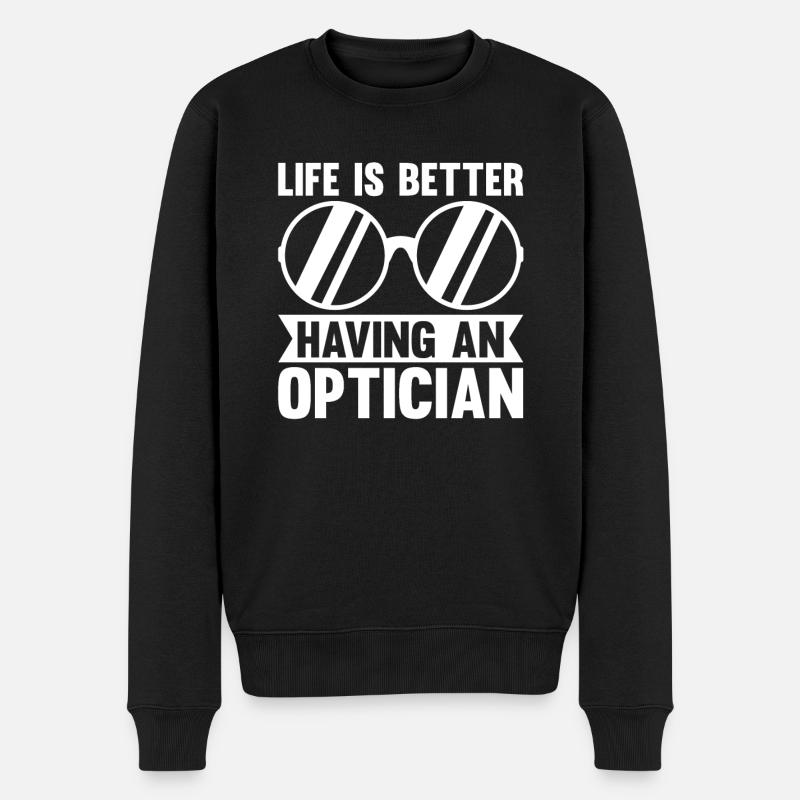 Optiker Sprüche Optometrist Augenarzt - Männer Premium Bio Pullover - Schwarz