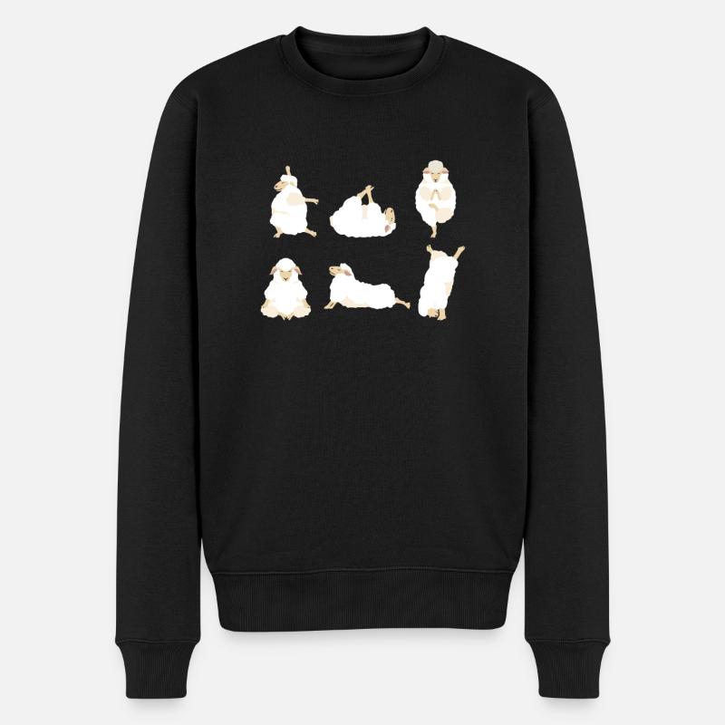 Yoga Sheep - Männer Premium Bio Pullover - Schwarz