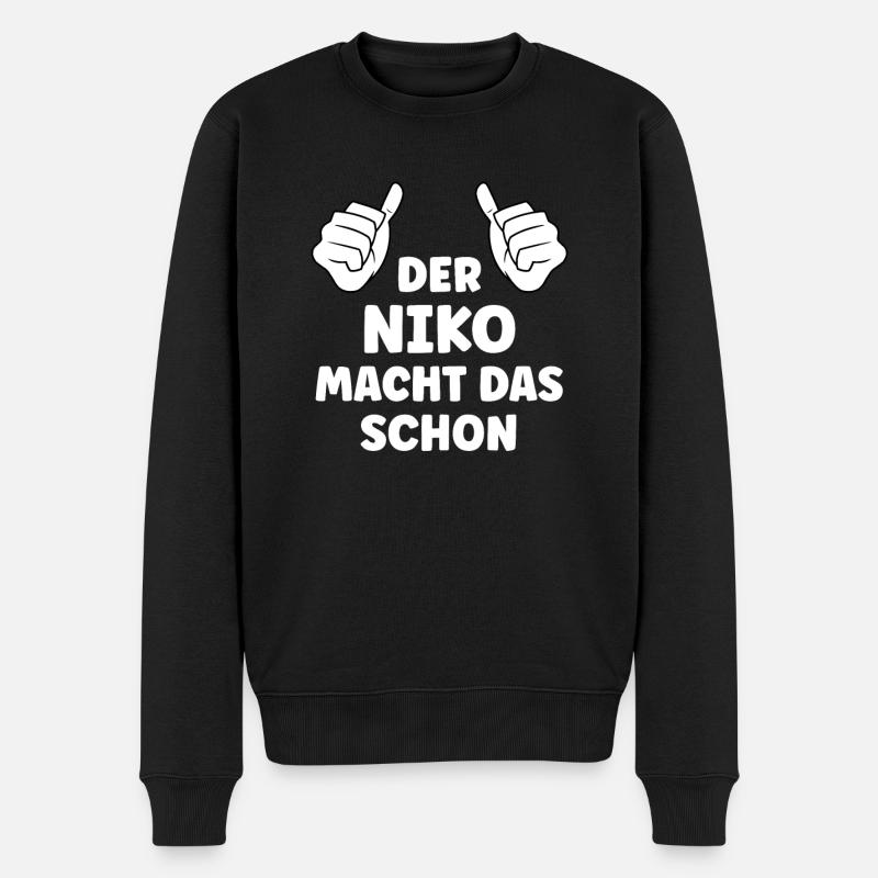 Niko Lustiger Spruch Vorname Name Niko - Männer Premium Bio Pullover - Schwarz