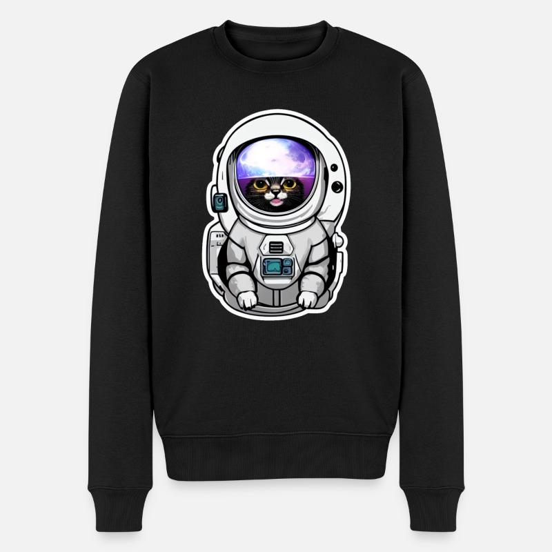 chat astronaute dans l espace - Pull Premium bio Homme - noir