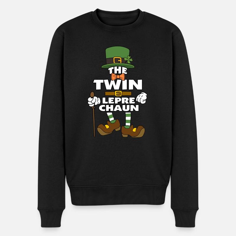 Le lutin jumeau St Patrick - Pull Premium bio Homme - noir
