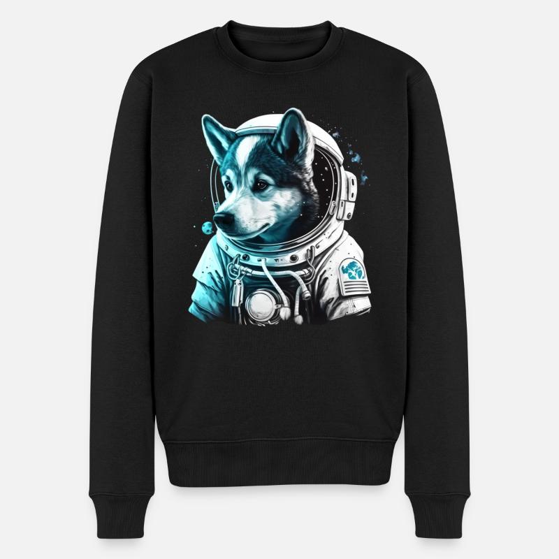 Un husky astronaute mignon - Pull Premium bio Homme - noir