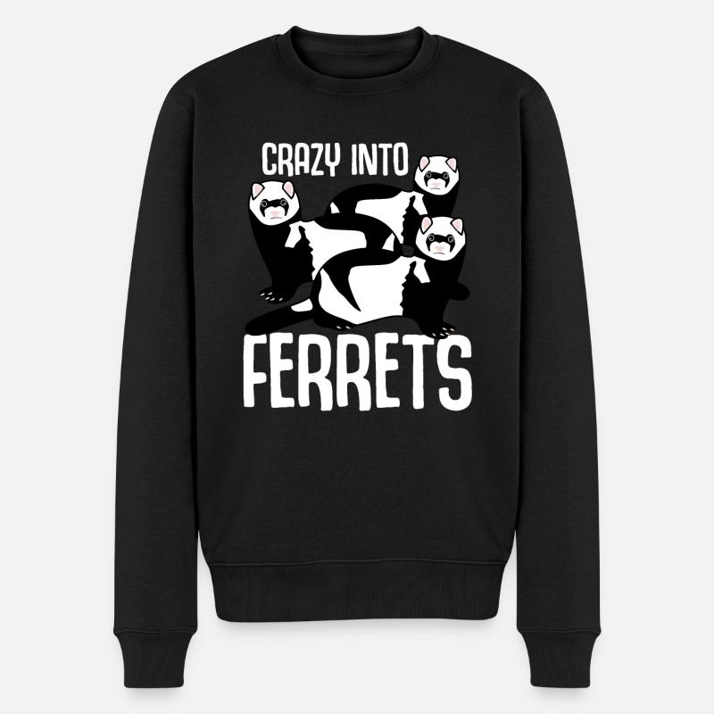 Crazy into Ferrets - Männer Premium Bio Pullover - Schwarz