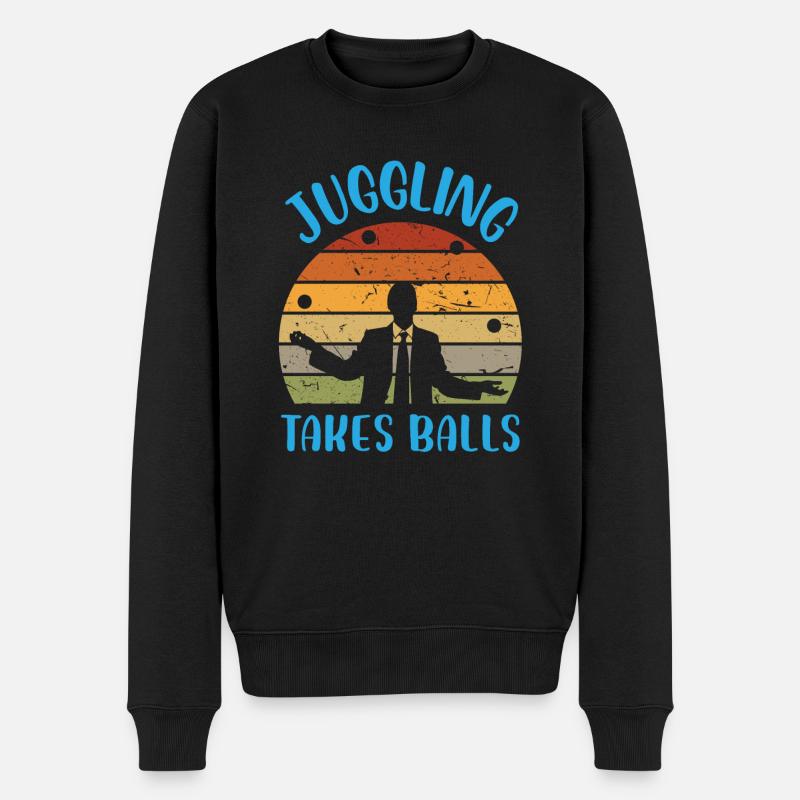 Juggling Takes Balls - Männer Premium Bio Pullover - Schwarz