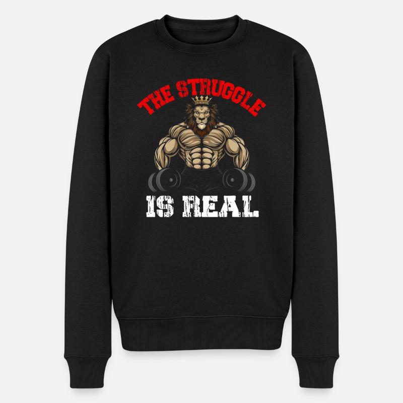 The struggle is real - Männer Premium Bio Pullover - Schwarz