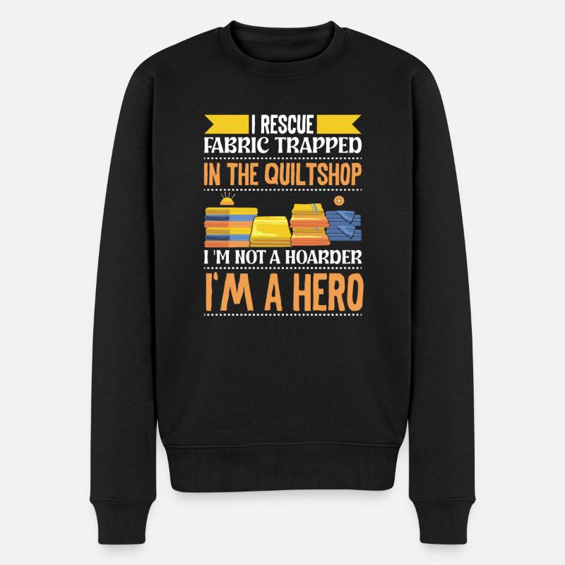 I rescue Fabric Trapped in the Quiltshop - Männer Premium Bio Pullover - Schwarz