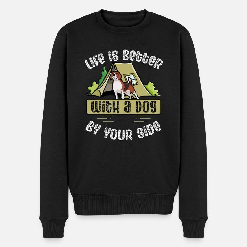 Das Leben Ist Besser Mit Einem Hund An - Männer Premium Bio Pullover - Schwarz