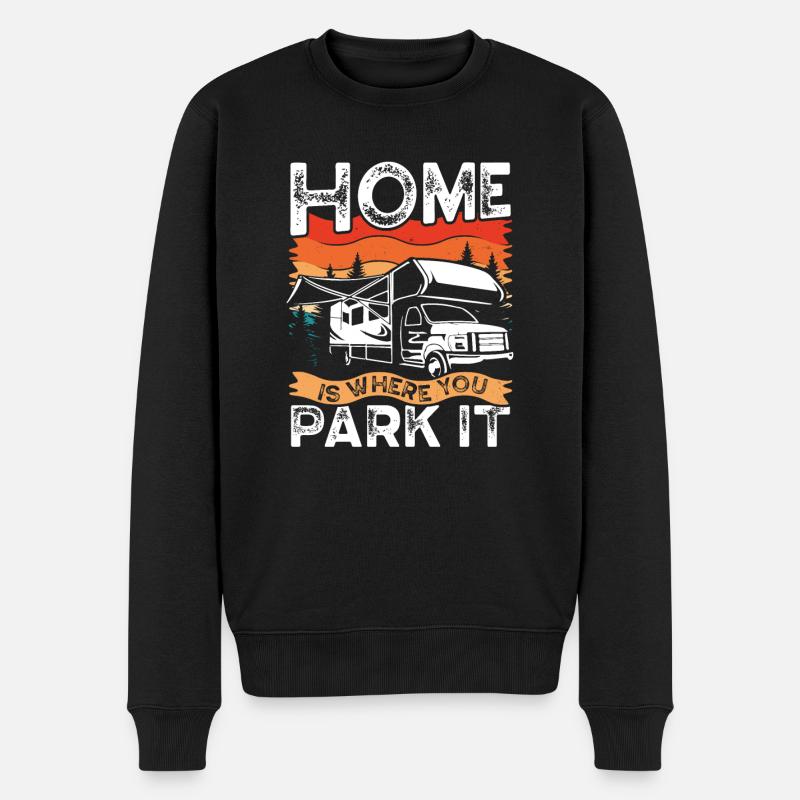 Zuhause Ist, Wo Sie Es Parken - Männer Premium Bio Pullover - Schwarz