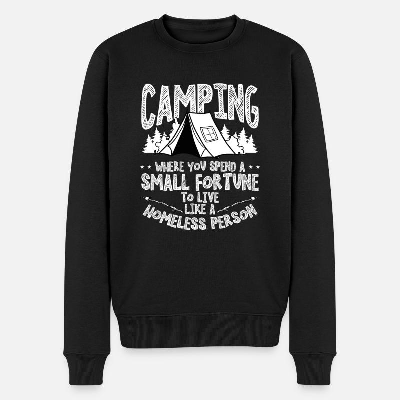 Camping, Wo Sie Ein Kleines Glück - Männer Premium Bio Pullover - Schwarz