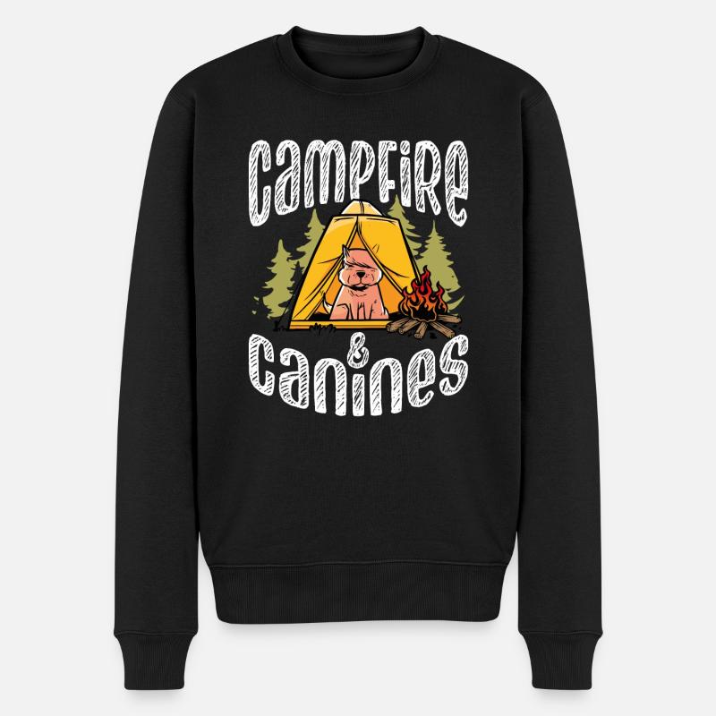 Lagerfeuer Und Eckzähne - Männer Premium Bio Pullover - Schwarz