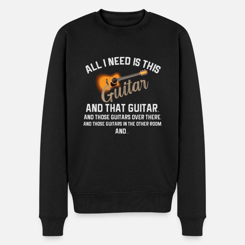 Gitarre Musik Gitarisst Gitarren Spruch - Männer Premium Bio Pullover - Schwarz