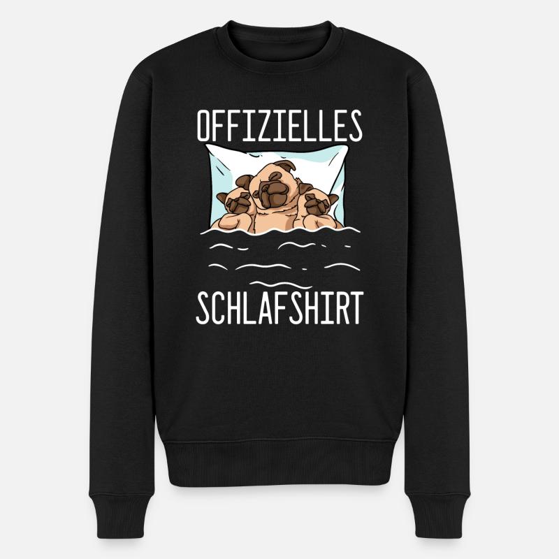 Offizielles Schlafshirt Mops Schlafanzug Hund - Männer Premium Bio Pullover - Schwarz