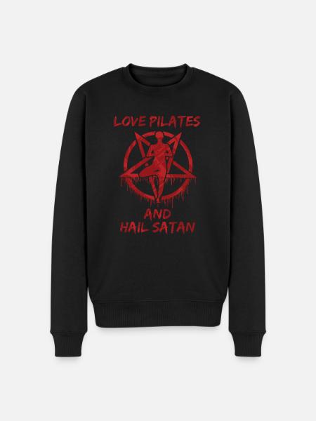 Love Pilates and Hail Satan - Men's Premium Organic Jumper - black