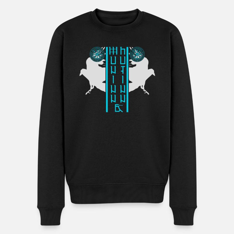 Vegvisir Raben Valhalla Wikinger - Männer Premium Bio Pullover - Schwarz