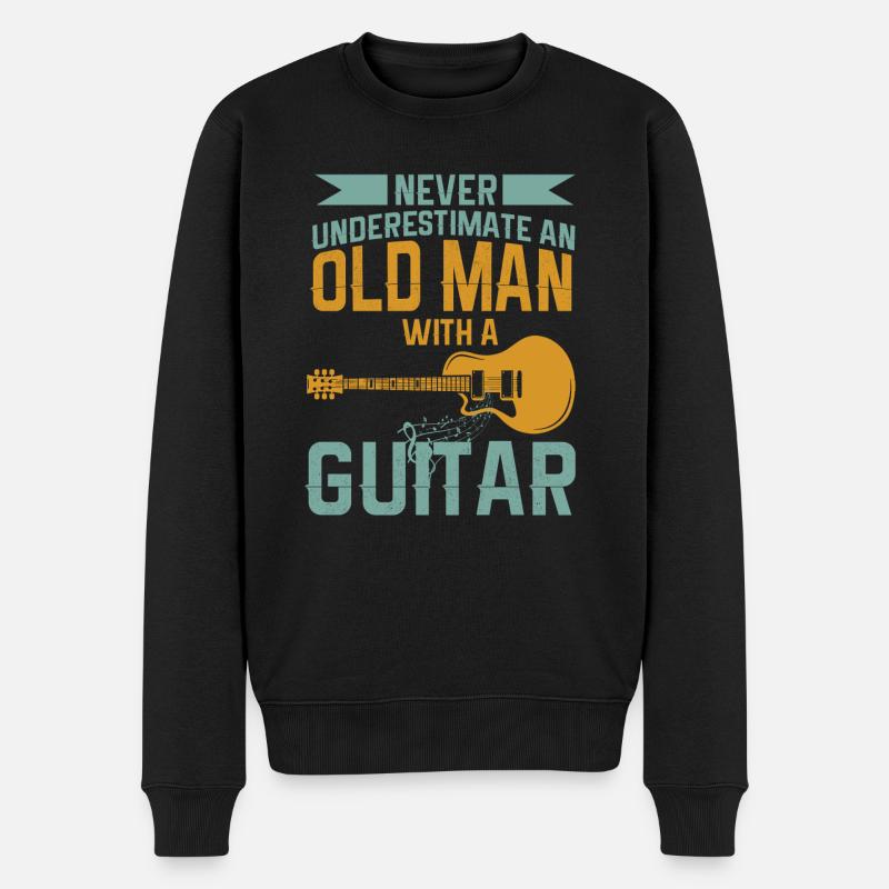Gitarre Musik Gitarisst Gitarren Spruch - Männer Premium Bio Pullover - Schwarz