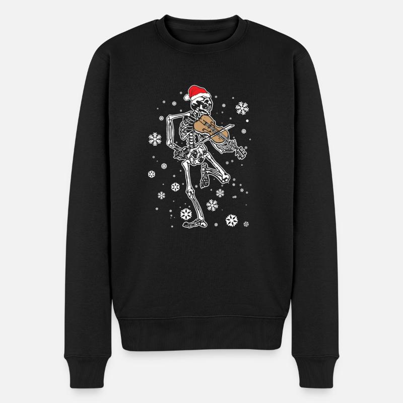 Skeleton Violin - Männer Premium Bio Pullover - Schwarz