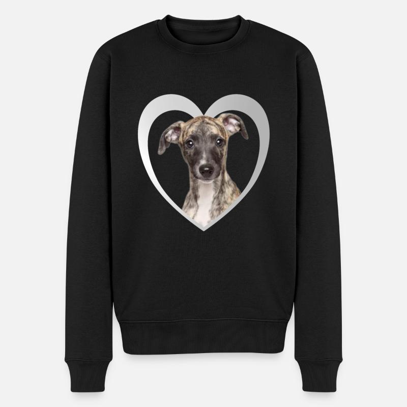 Whippet Herz - I Love Whippet - Männer Premium Bio Pullover - Schwarz