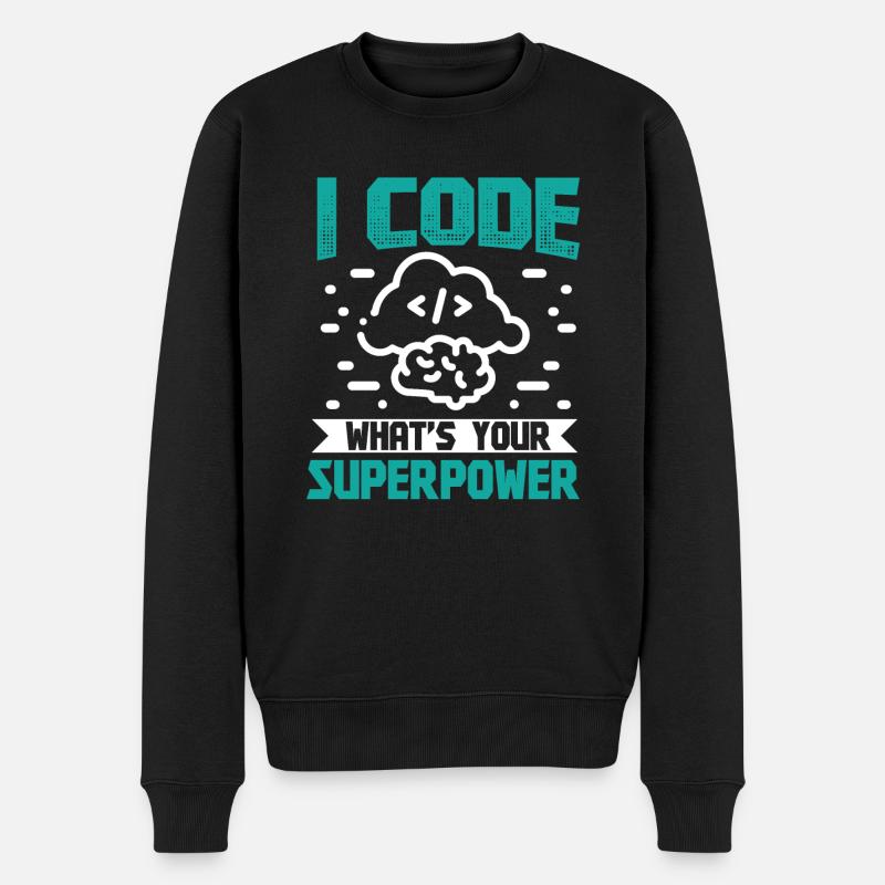I Code what's your Superpower - Men's Premium Organic Jumper - black