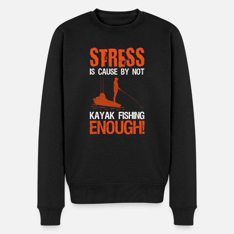 Kajakfischen und Kajakangeln - Männer Premium Bio Pullover - Schwarz