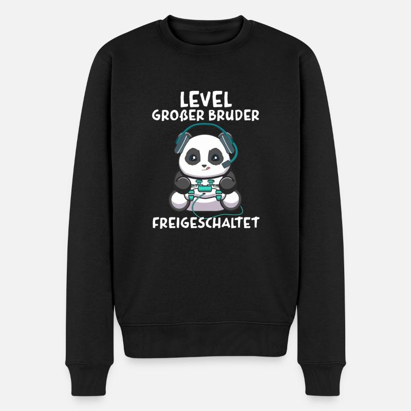 Level Großer Bruder freigeschaltet Gamer - Männer Premium Bio Pullover - Schwarz
