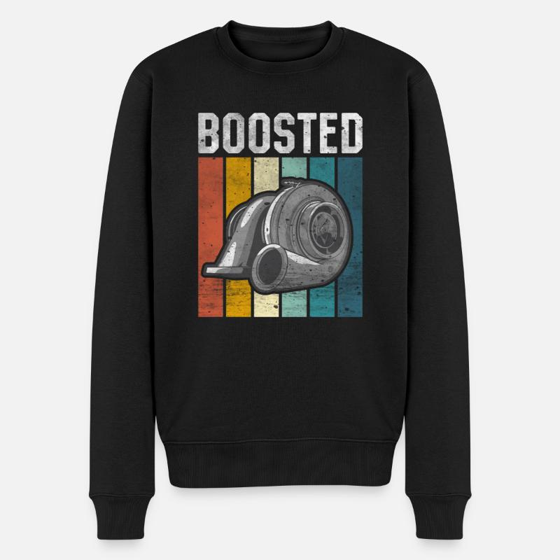 Turbolader Boosted - Turbo & Tuning - Männer Premium Bio Pullover - Schwarz