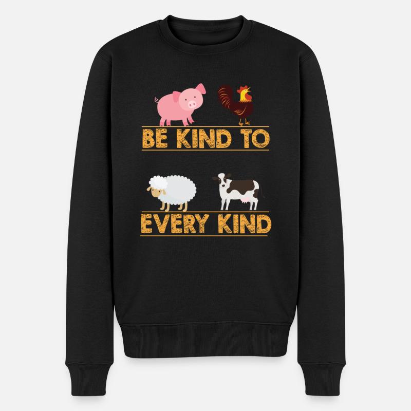 Vegan Fleischlos Tierlieb & Veganer - Männer Premium Bio Pullover - Schwarz
