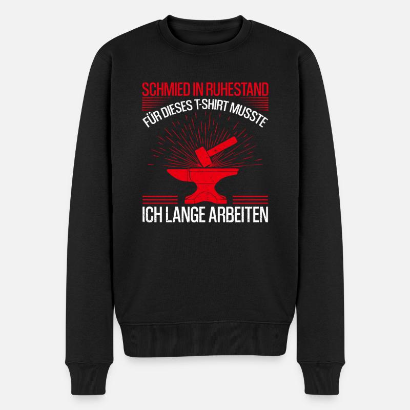 Schmied Ruhestand Spruch Geschenkidee - Männer Premium Bio Pullover - Schwarz