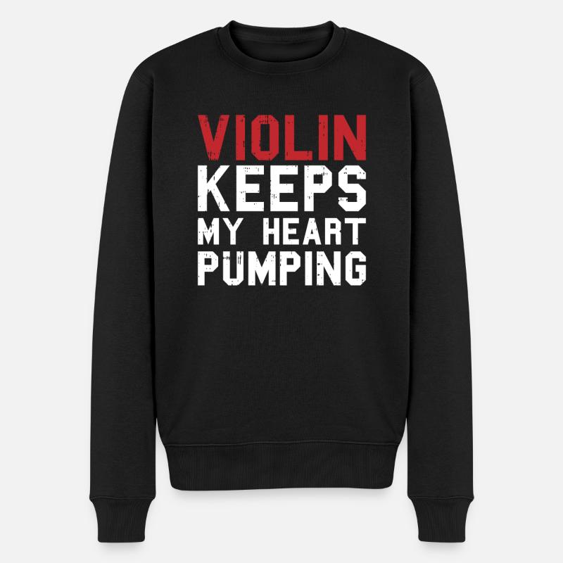 Violine Geige Herz - Männer Premium Bio Pullover - Schwarz