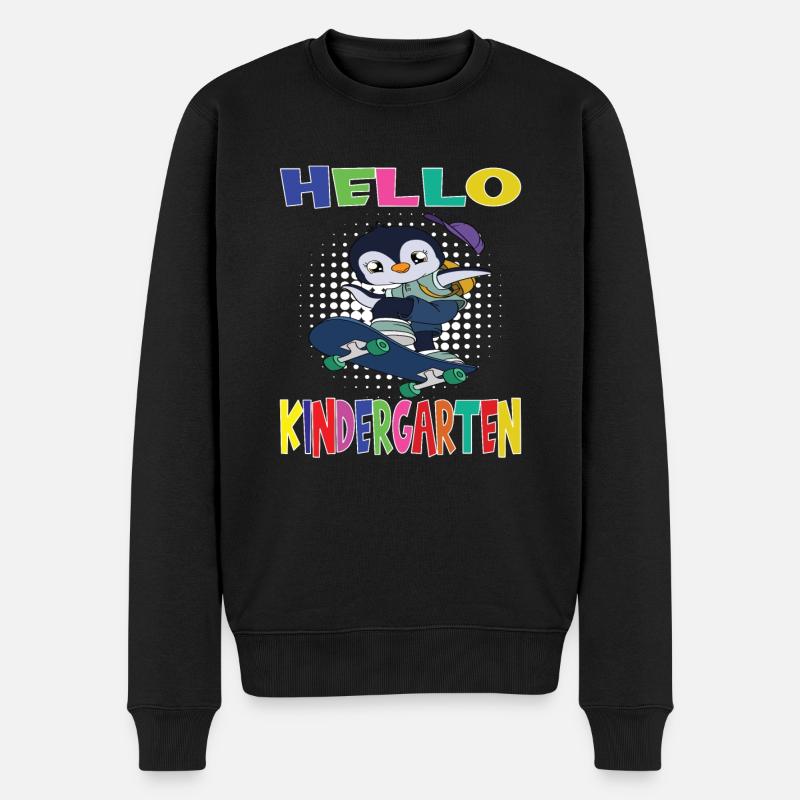 Hello Kindergarten Skateboard Penguin - Pull Premium bio Homme - noir
