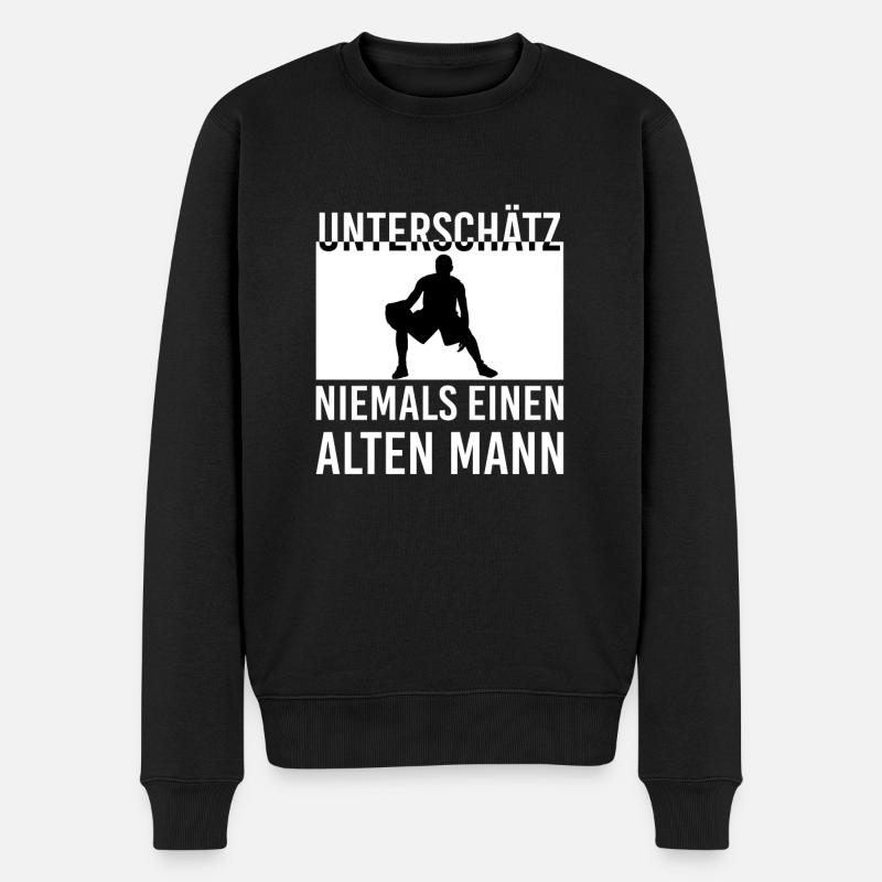 Basketball Unterschätze Niemals Alten Mann Design - Männer Premium Bio Pullover - Schwarz