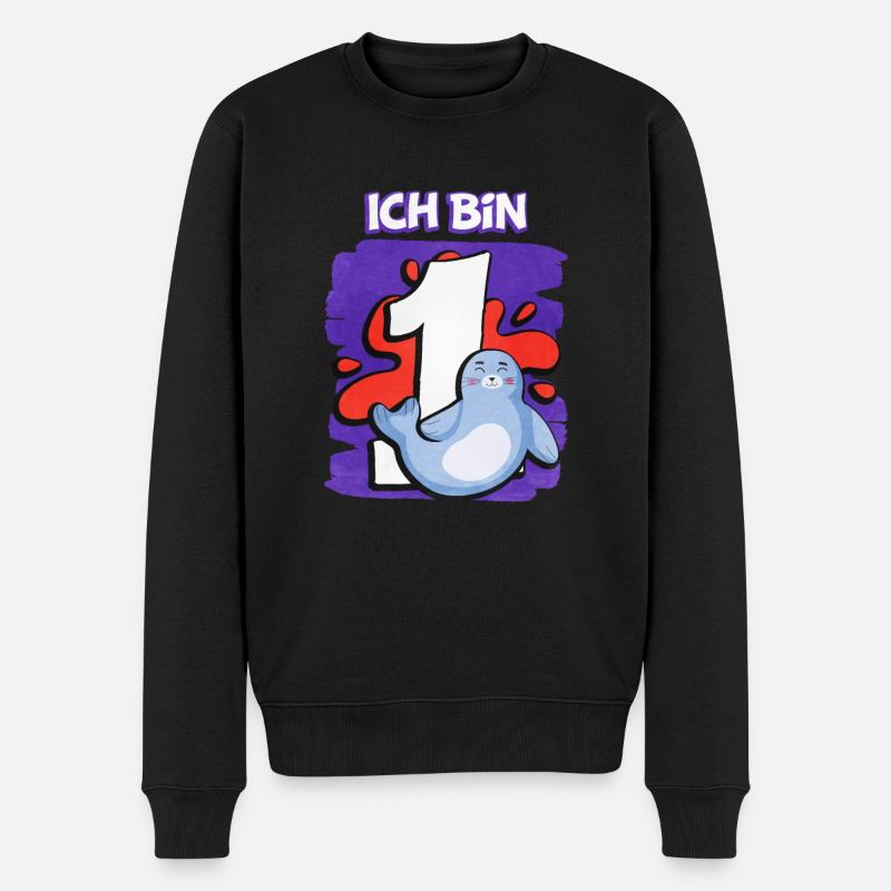 Ich Bin 1 Robbe - Männer Premium Bio Pullover - Schwarz